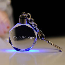 Load image into Gallery viewer, 30 Model New Luminous Glow Key Chain Car Logo LED Cut Glass Keychains Party Supplie Car Logo Key Ring Keyrings