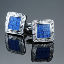 Load image into Gallery viewer, Men's French shirts cufflinks wholesale environmental protection enamel  baking polishing Blue crystal pattern cufflinks