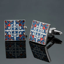 Load image into Gallery viewer, Men's French shirts cufflinks wholesale environmental protection enamel  baking polishing Blue crystal pattern cufflinks