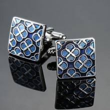 Load image into Gallery viewer, Men's French shirts cufflinks wholesale environmental protection enamel  baking polishing Blue crystal pattern cufflinks