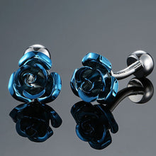 Load image into Gallery viewer, Men's French shirts cufflinks wholesale environmental protection enamel  baking polishing Blue crystal pattern cufflinks