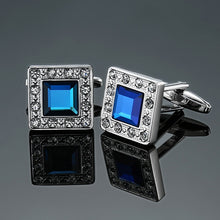 Load image into Gallery viewer, Men's French shirts cufflinks wholesale environmental protection enamel  baking polishing Blue crystal pattern cufflinks