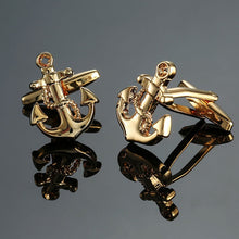 Load image into Gallery viewer, Brand new Fashion design men's French shirt Cufflinks button gold silver anchor rudder pistol bullet aircraft modeling Cufflinks