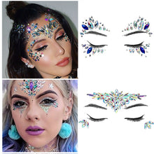 Load image into Gallery viewer, Temporary Crystal Face Eye Tattoo Stickers 3D Glitter Face Gems Jewels Sticker Eyebrow Music Festival Body Art Diamond Tattoo